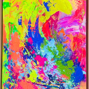 Neon,Kunstwerk, Acrylmalerei, abstrakte Kunst, Original, 50x70 cm, Acrylbild, Neon, Leinwand, Bild, Unikat, Acryl Bild 3