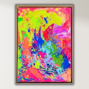Neon,Kunstwerk, Acrylmalerei, abstrakte Kunst, Original, 50x70 cm, Acrylbild, Neon, Leinwand, Bild, Unikat, Acryl Bild 1