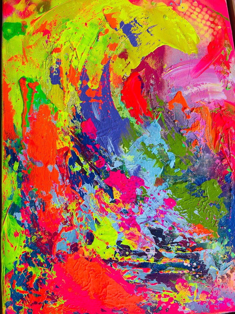 Neon,Kunstwerk, Acrylmalerei, abstrakte Kunst, Original, 50x70 cm, Acrylbild, Neon, Leinwand, Bild, Unikat, Acryl Bild 4