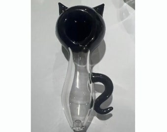 Bad Kitty Glass Color Changing Pipe / Cuter Cat Enthusiast Glass Pipe / Cute Girly Pipe