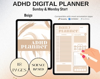 ADHD Digital Planner , Autism Planner ,Daily, Weekly & Monthly Planner, ADHD Planner Adult,  Goodnotes, Ipad and Android Planner
