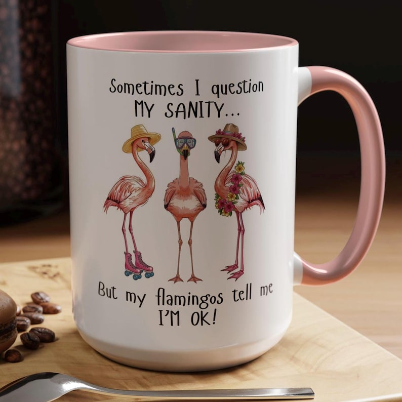 Flamingo Coffee Mug Birthday Gift Idea Humorous Ceramic Cup Quirky Office Accessory Desk Decoration Tropical Theme Design Morning Coffee Essential Perfect Present Friend Gift Coworker Surprise Available Multiple Sizes Microwave Safe
