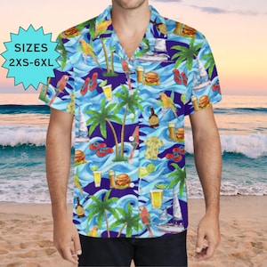 Jimmy Buffett Hawaiian Shirt Parrothead Beach Party Tropical Vacation Luau Attire Colorful Summer Button Up Island Style Resort Wear