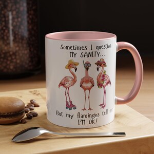 Ceramic Flamingo Cup Funny Coffee Mug Morning Routine Essential Kitchen Accessory Microwave Safe Dishwasher Safe Multiple Size Options Available Tropical Theme Design Quirky Desk Decoration Perfect Birthday Present Unique Gift Idea Humorous
