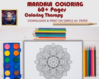 60+ Mandala Coloring Pages | Relaxing Activity Book for Adults | Printable PDF for Mindfulness & Stress Relief | Instant Download