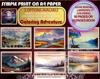 Nature Scenery Coloring Book | Landscape Designs PDF Download | Relaxing Adult Coloring Pages | Mindfulness & Stress Relief Art