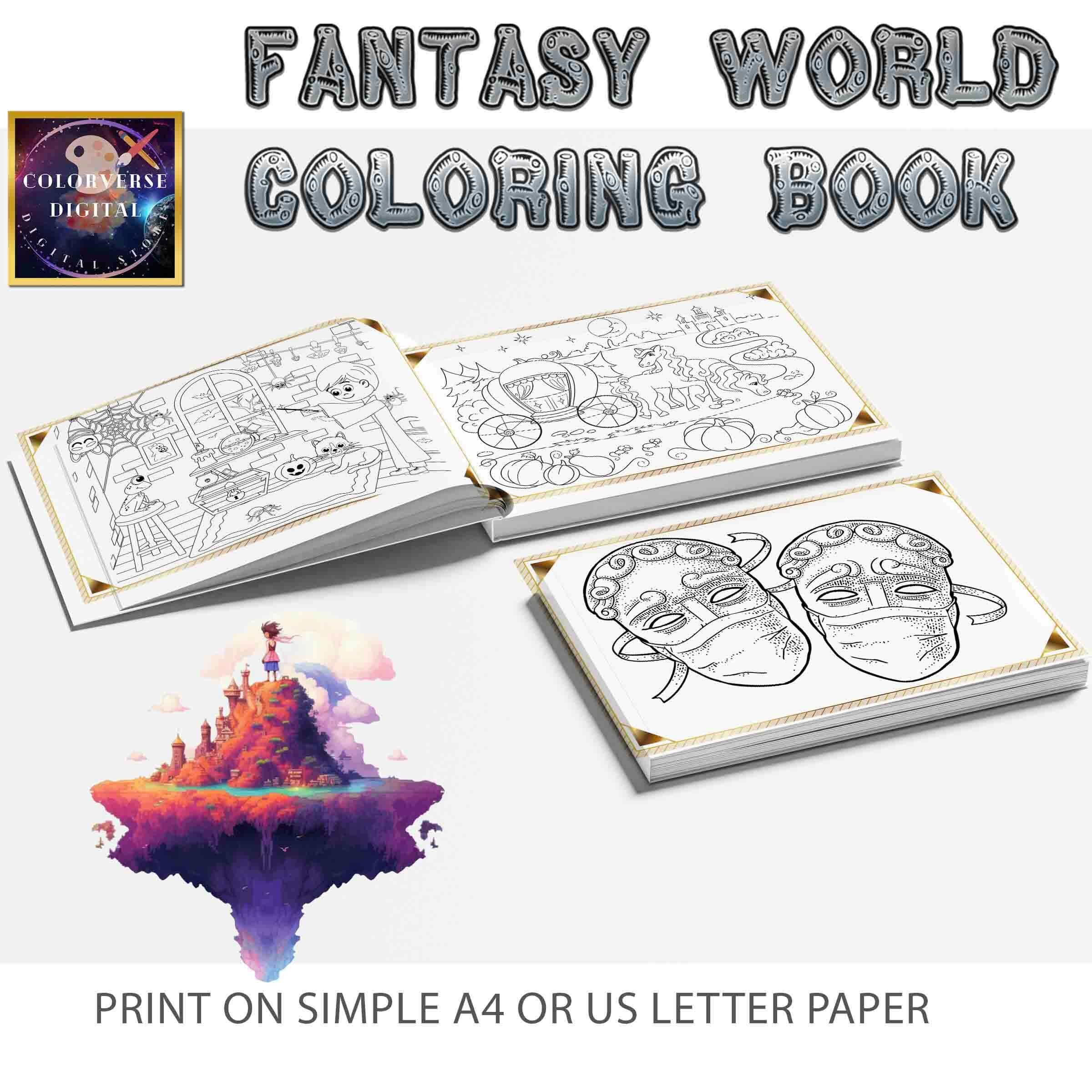 Fantasy World Coloring Printable Pages Digital Book Art - Etsy