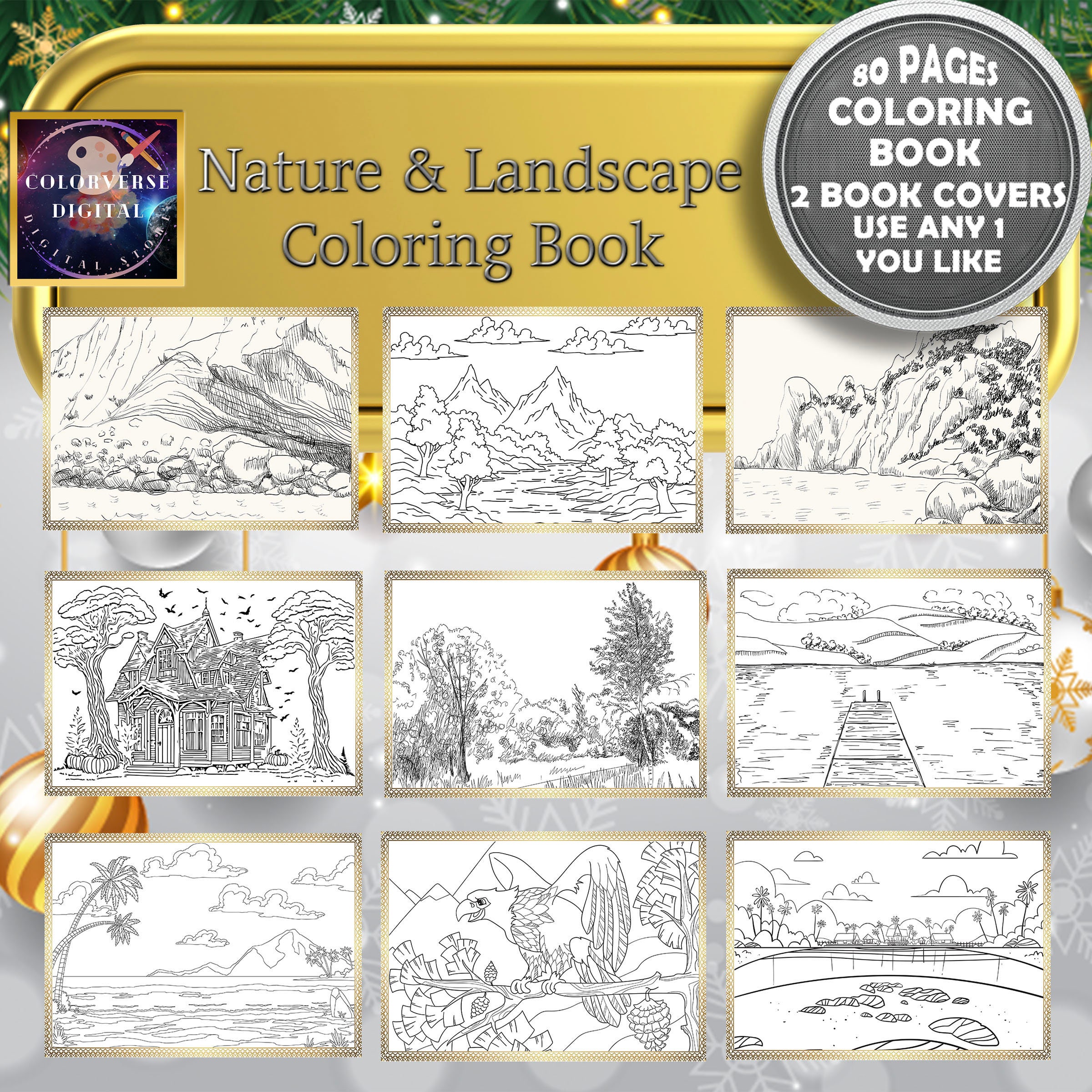 LANDSCAPE NATURE Scenery Coloring Pages for Adults Printable Coloring ...