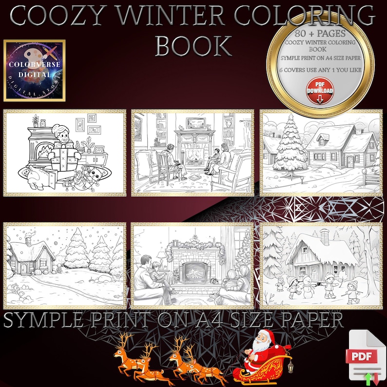 Aesthetic Coloring Book, Cozy Cold Winter Snowy Scenes Coloring Pages ...