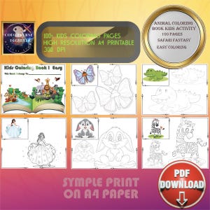 Kids Animal Safari Coloring Book - 100 Pages of Wild Animals, Wildlife Patterns, Fun Activity Pages - Printable PDF