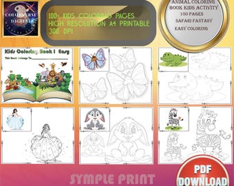Kids Animal Coloring Book | 100+ Safari Pages (Digital Download)