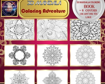 3D Mandala Coloring Book | 90+ Printable Pages | Stress Relief Coloring for Adults | Mindful Art Therapy (Digital PDF Download)