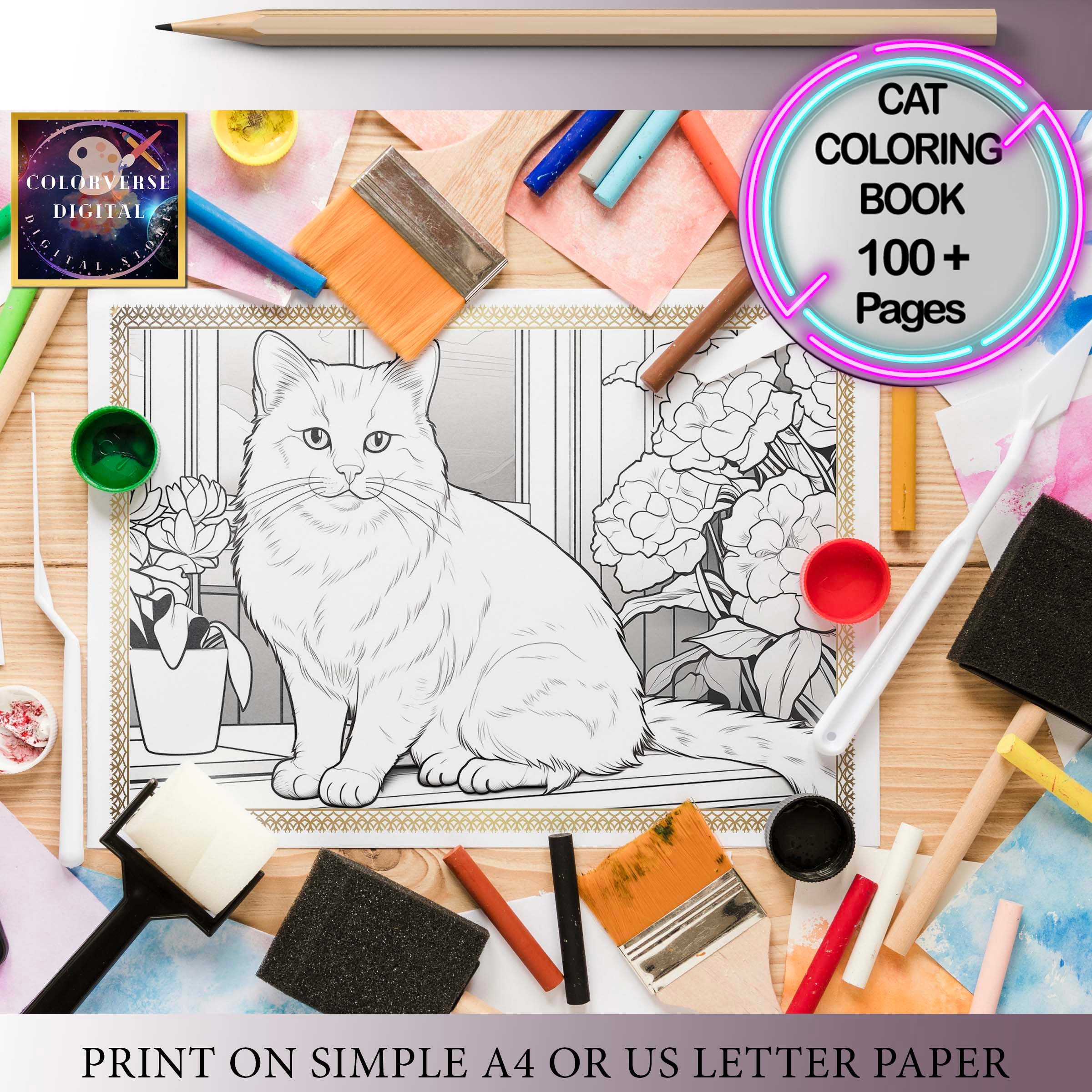 Cat Coloring Pages, 100 Printable Cat Coloring Pages for Kids, Boys, Girls, Teens, Adults ...