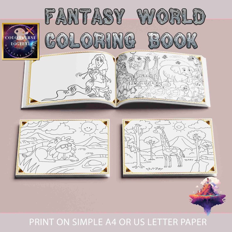 Fantasy World Coloring Printable Pages Digital Book Art - Etsy