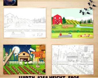Cute Farm Animal Coloring Book: 50+ Pages, Stress Relief (Digital Download)