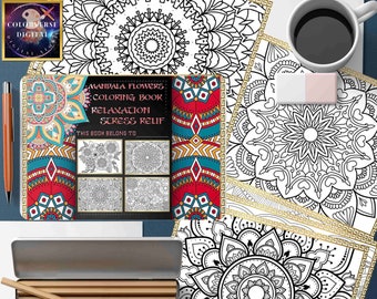 Mandala Coloring Book | 160 Floral Art Pages for Stress Relief | Digital Download PDF | Mindfulness & Relaxation Coloring for Adults