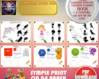 Preschool Learning Bundle, Alphabet, Numbers, Shapes & Tracing Worksheets | Printable Early Learning Activities for Kids A4 Printable