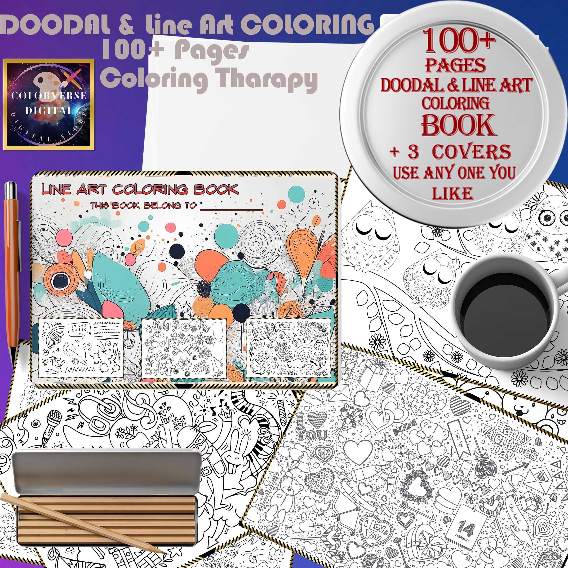 Doodle Line Art Coloring Book | 100+ Cute Kawaii Pages | Printable PDF ...