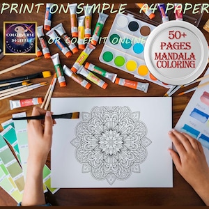 Mandala Coloring Pages Set 50 Printables for Adults DIY Coloring Book, Instant Download Printable Coloring Sheets, Stress Relieve