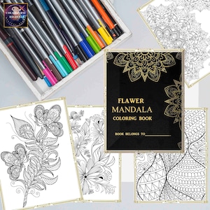 MANDALA Flower COLORING Book ,180 + Pages, Adult Coloring PAGES, Modern Floral Mandala Shape Pattern Custom Coloring Book A4 Printable pdf