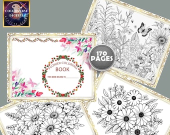 Flower Butterfly Coloring Book | 170 Garden Designs Printable PDF | Floral & Butterfly Coloring Pages for Adults Kids | Digital Download