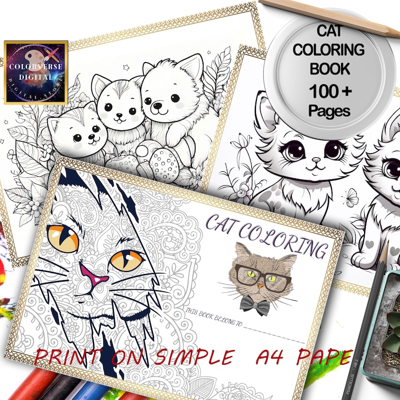 Cat Coloring Pages, 100 Printable Cat Coloring Pages for Kids, Boys ...