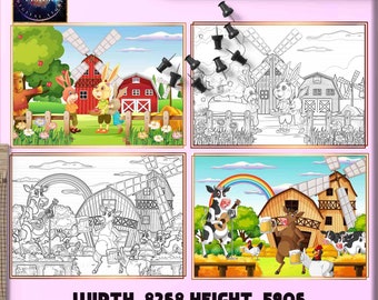 Cute Farm Animal Coloring Book, Kids Homeschool Activity (Digital Download)