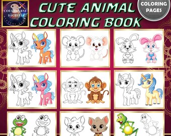 110 Kawaii Baby Animals Coloring Pages, Kids Activity (PDF)