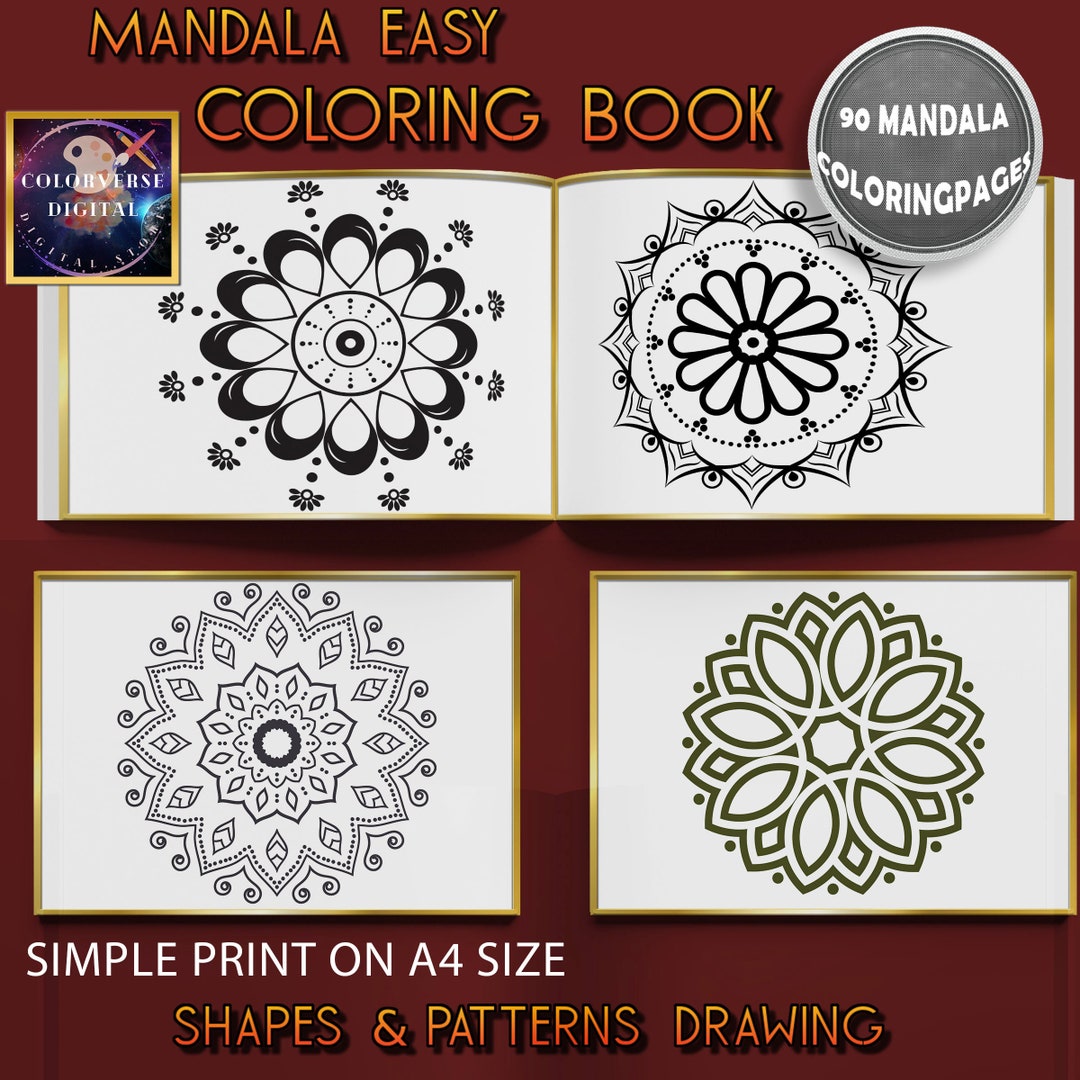 Mandala Coloring Simple Adult Fun Colouring Pages Easy Patterns Mindful ...