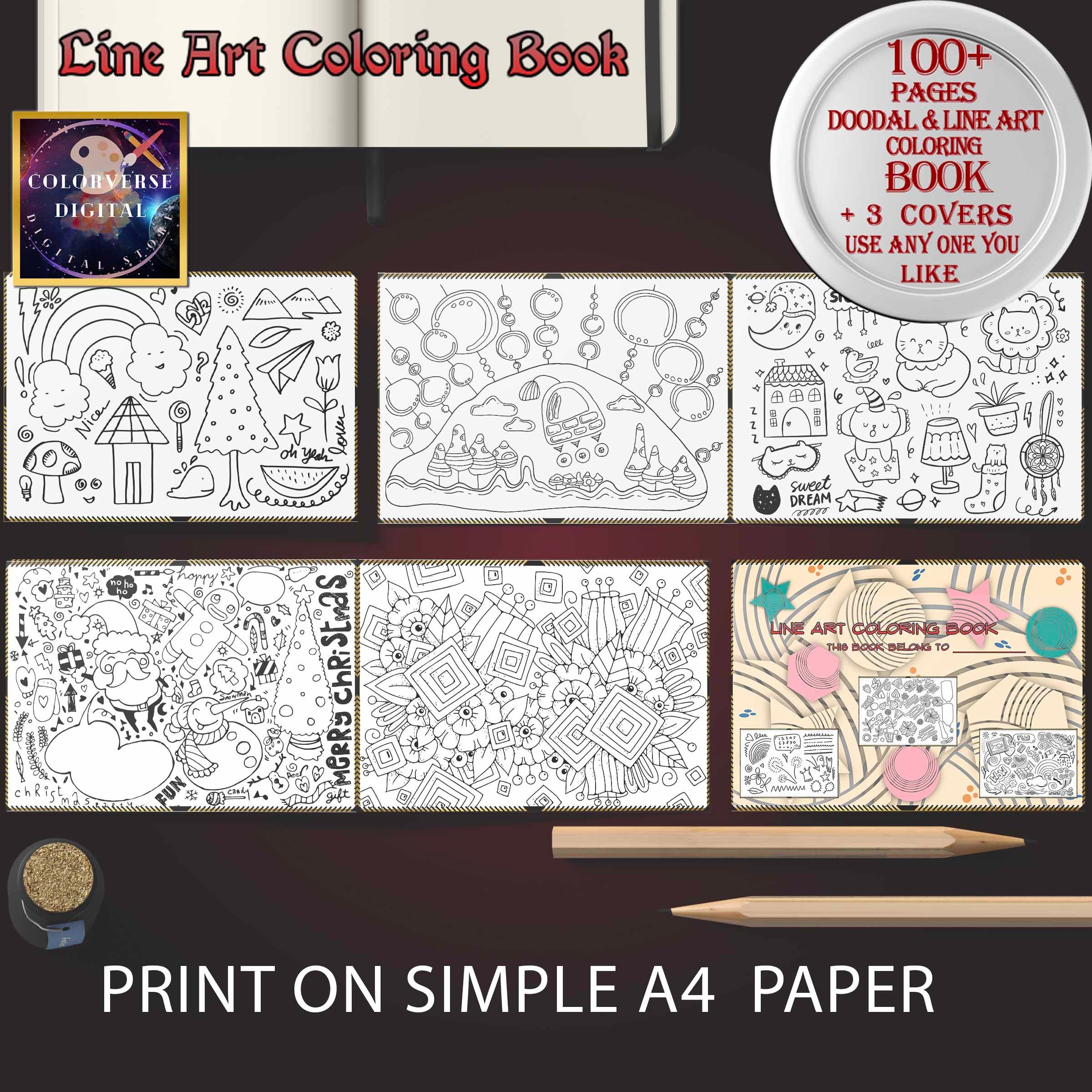 Doodle Line Art Coloring Book | 100+ Cute Kawaii Pages | Printable PDF ...