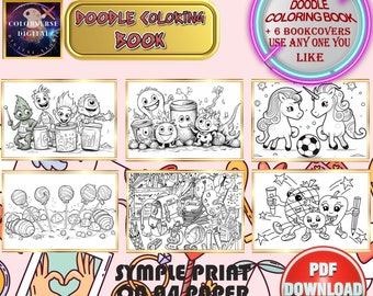 Printable Doodles Coloring Book: 100 Cute Pages, Fun for Kids & Adults - A4 PDF