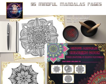 95 Modern Mandala Flower Coloring Pages, Printable Relaxation Art (PDF Pattern)