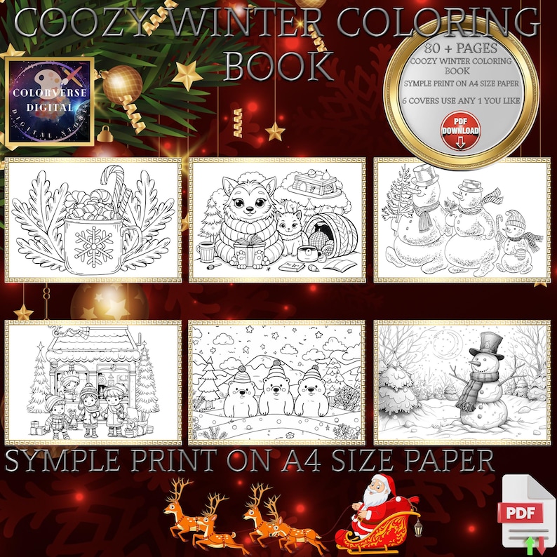 Aesthetic Coloring Book, Cozy Cold Winter Snowy Scenes Coloring Pages ...