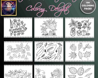 Herbstliches Malbuch | Herbstlaub, Kürbisse & Halloween Designs | Gemütliche saisonale Kunst für Erwachsene Kinder | Druckbare PDF-Download