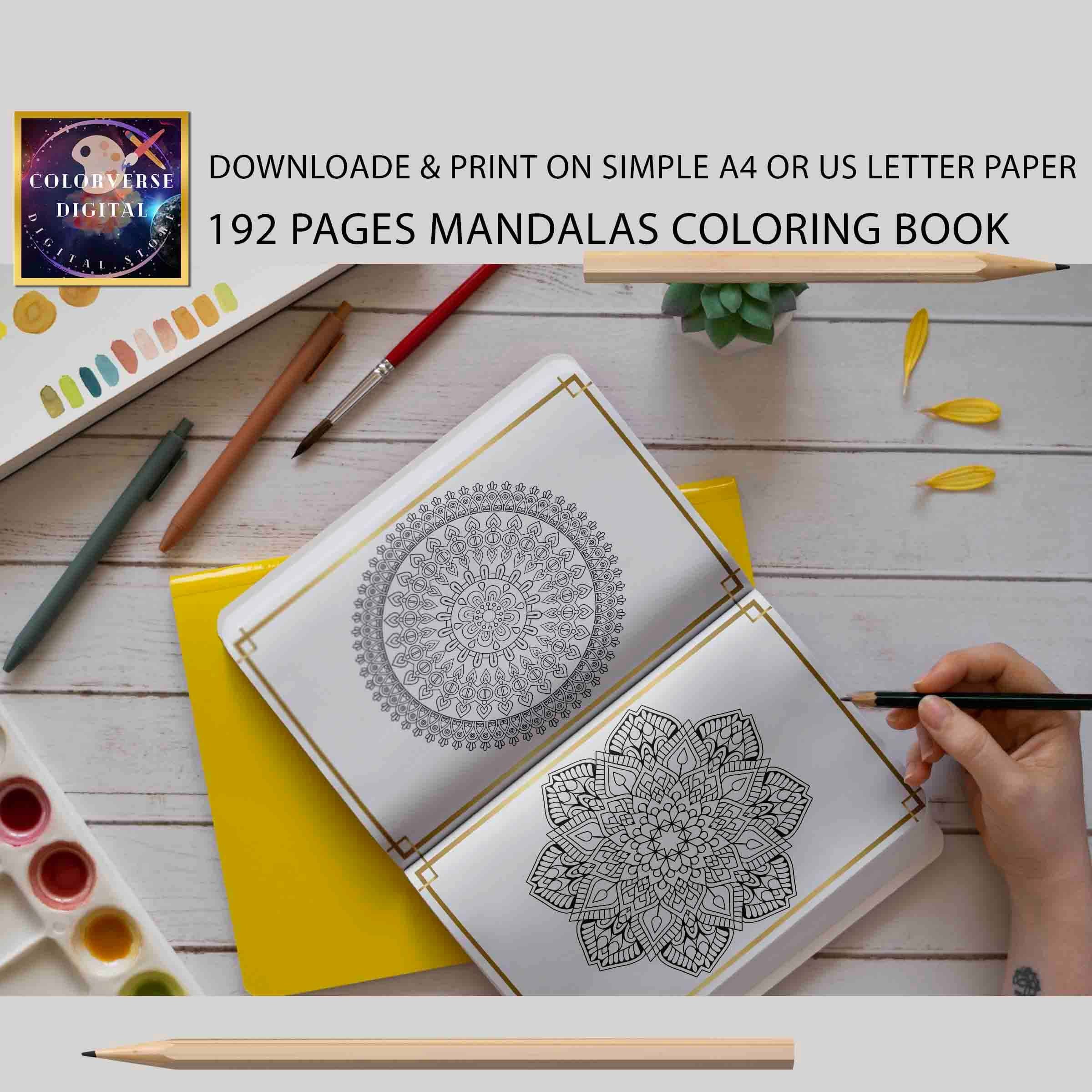 Mandala Coloring Book | 192 Printable Pages, Shapes, Flowers (PDF ...