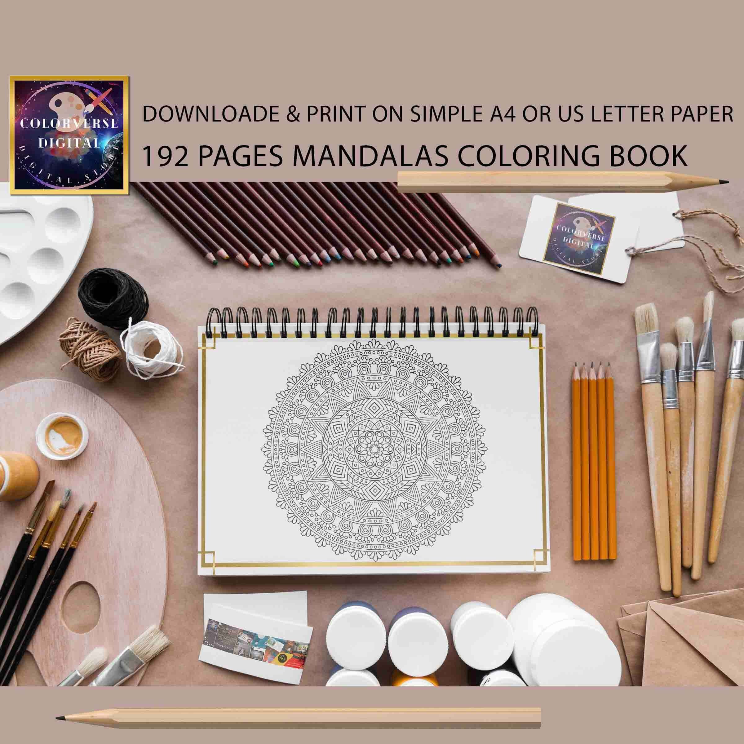 Mandala Coloring Book | 192 Printable Pages, Shapes, Flowers (PDF ...