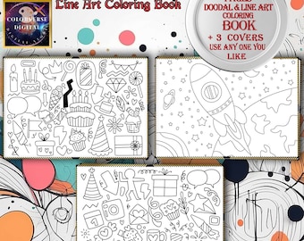 Doodle Line Art Coloring Book | 100+ Cute Kawaii Pages | Printable PDF for Adults & Kids | Relaxing Mindfulness Art Therapy