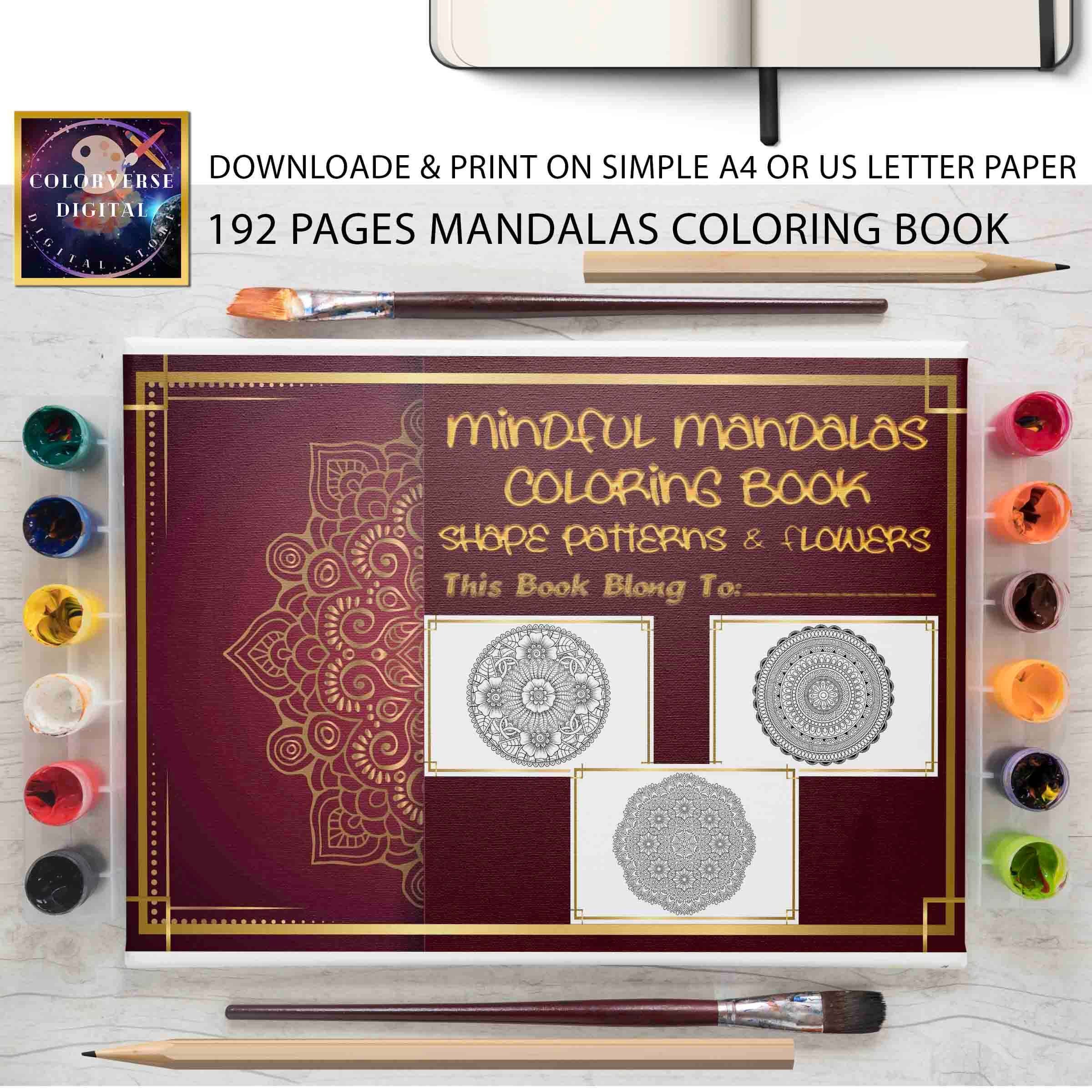 Mandala Coloring Book | 192 Printable Pages, Shapes, Flowers (PDF ...