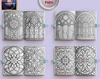 Stained Glass Coloring Book | 130 Fantasy Designs (Printable PDF)