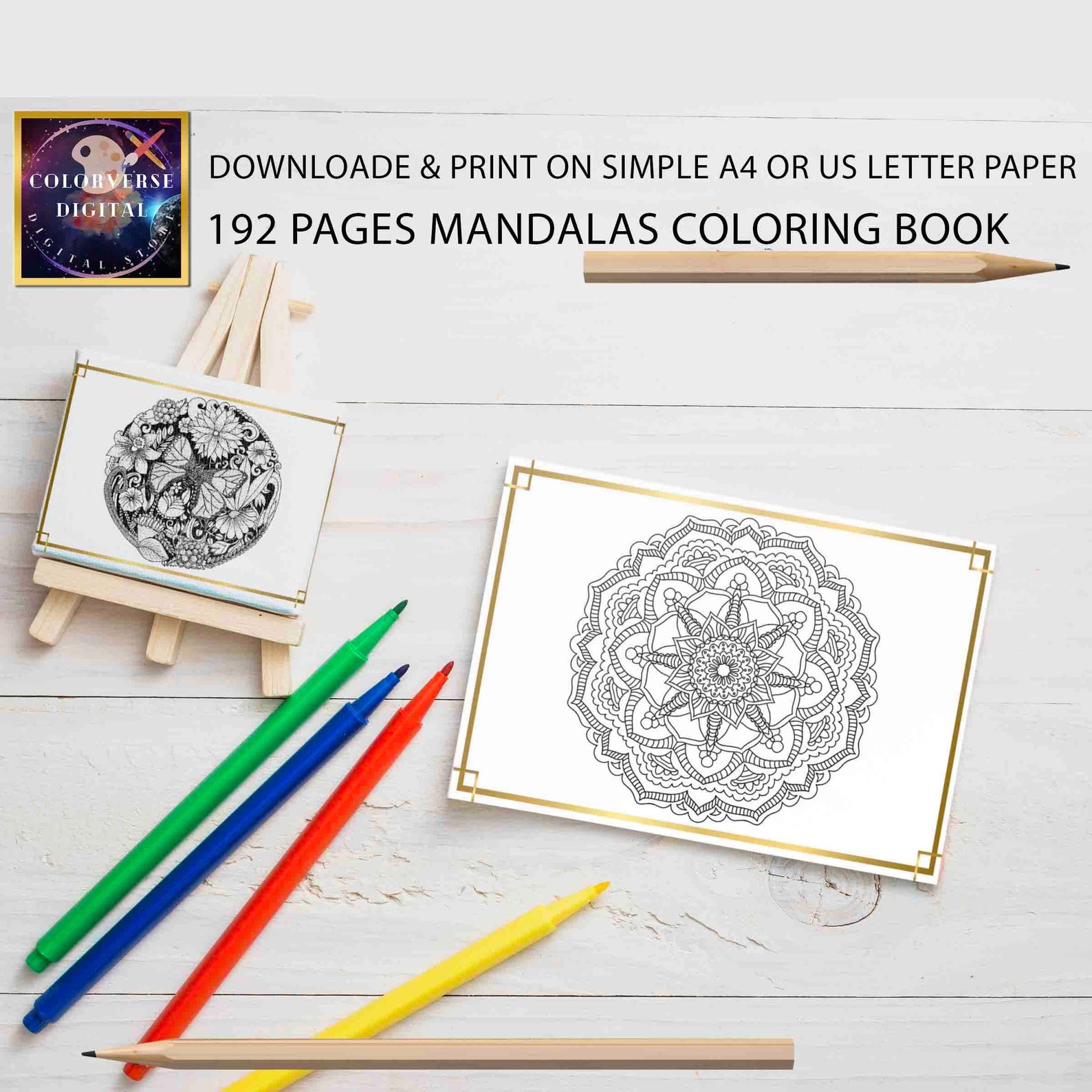 Mandala Coloring Book | 192 Printable Pages, Shapes, Flowers (PDF ...