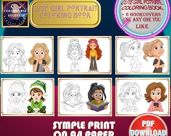 Kawaii Girl Portrait Coloring Book | A4 Printable Pages | Cute Anime Faces  Outfits | Fun Coloring for Adults & Kids (PDF Download)