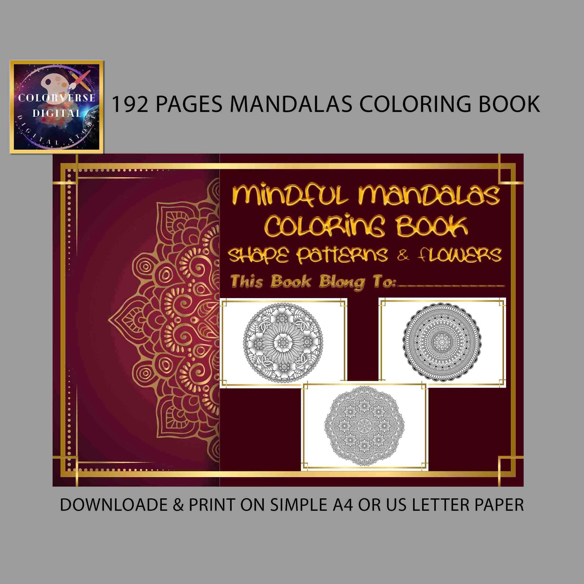 Mandala Coloring Book | 192 Printable Pages, Shapes, Flowers (PDF ...