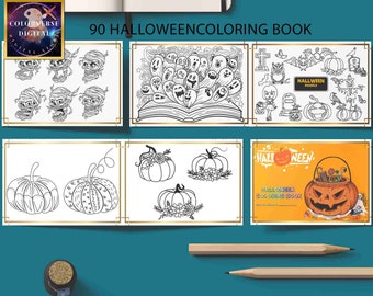 Witchy Halloween Grayscale Coloring Book | 90+ Printable Pages (PDF Download)