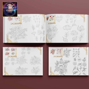 BEST Selling Floral COLORING Pages, Flowers, Coloring Books, Coloring Pages, Flower Coloring printable  Activity Coloring Therapy Relaxation