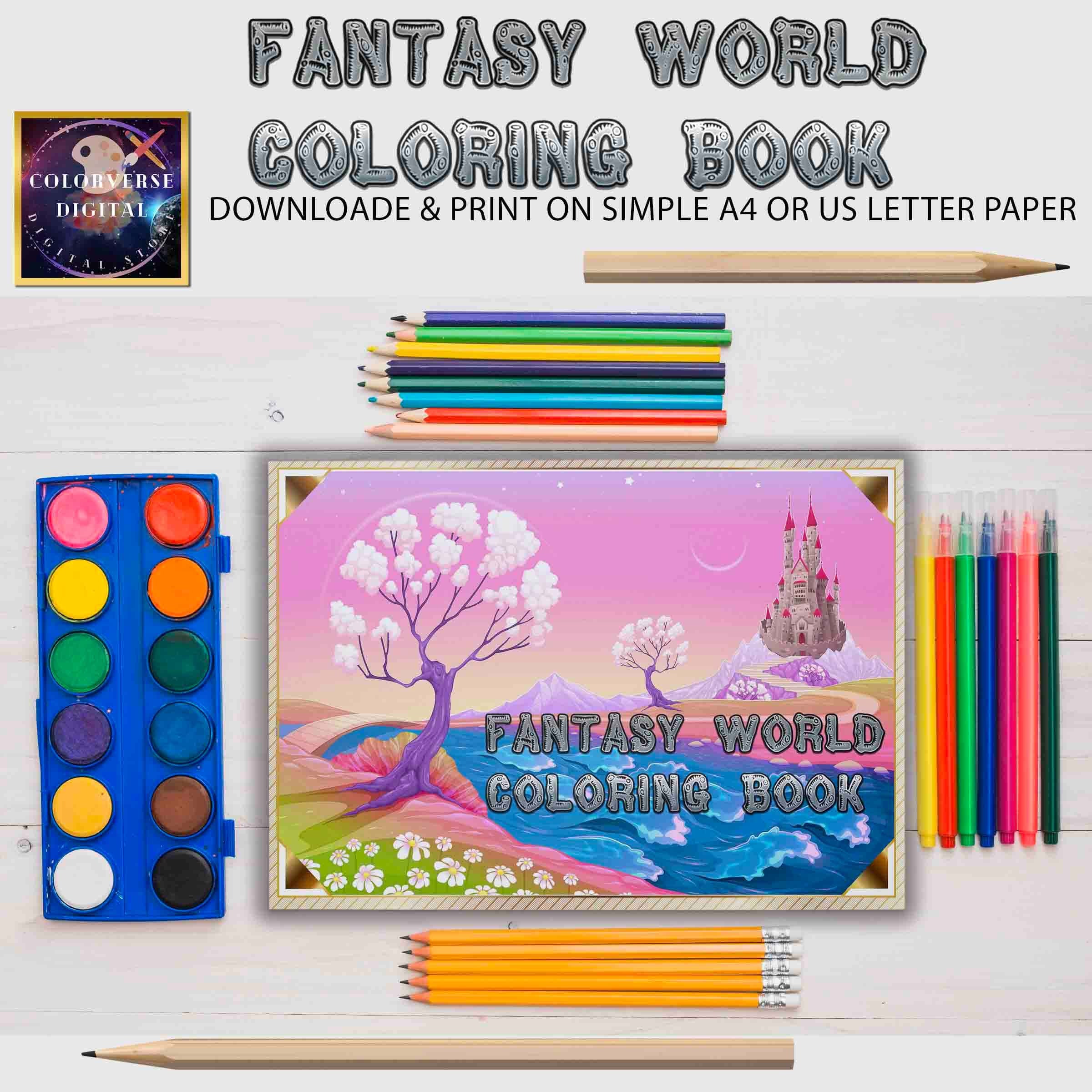 Fantasy World Coloring Printable Pages Digital Book Art - Etsy