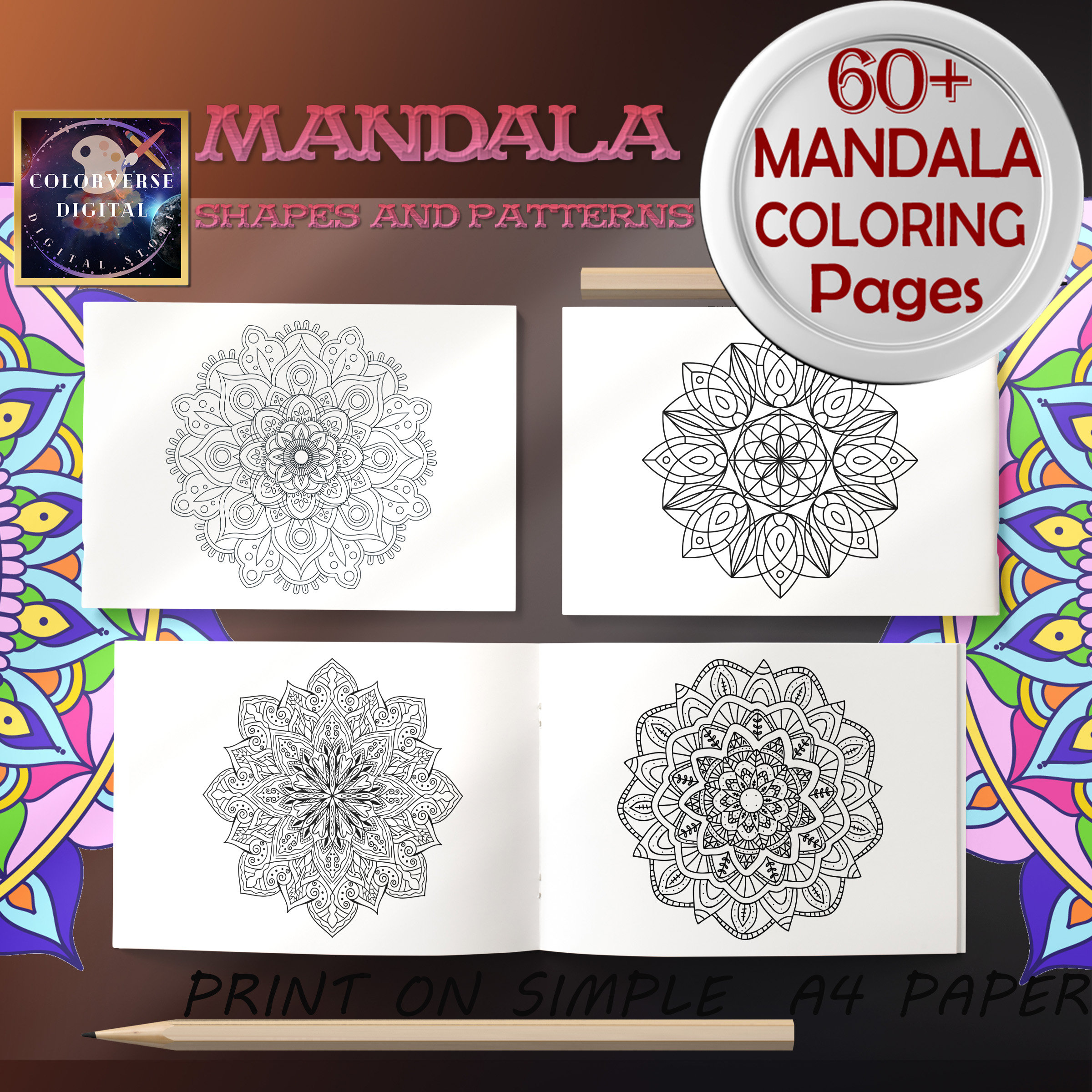 Mandala Magnificent Coloring Book Kids & Adult with more than 60 Relaxing Activity Mandala Coloring Pages (Printable PDF / Instant Download
