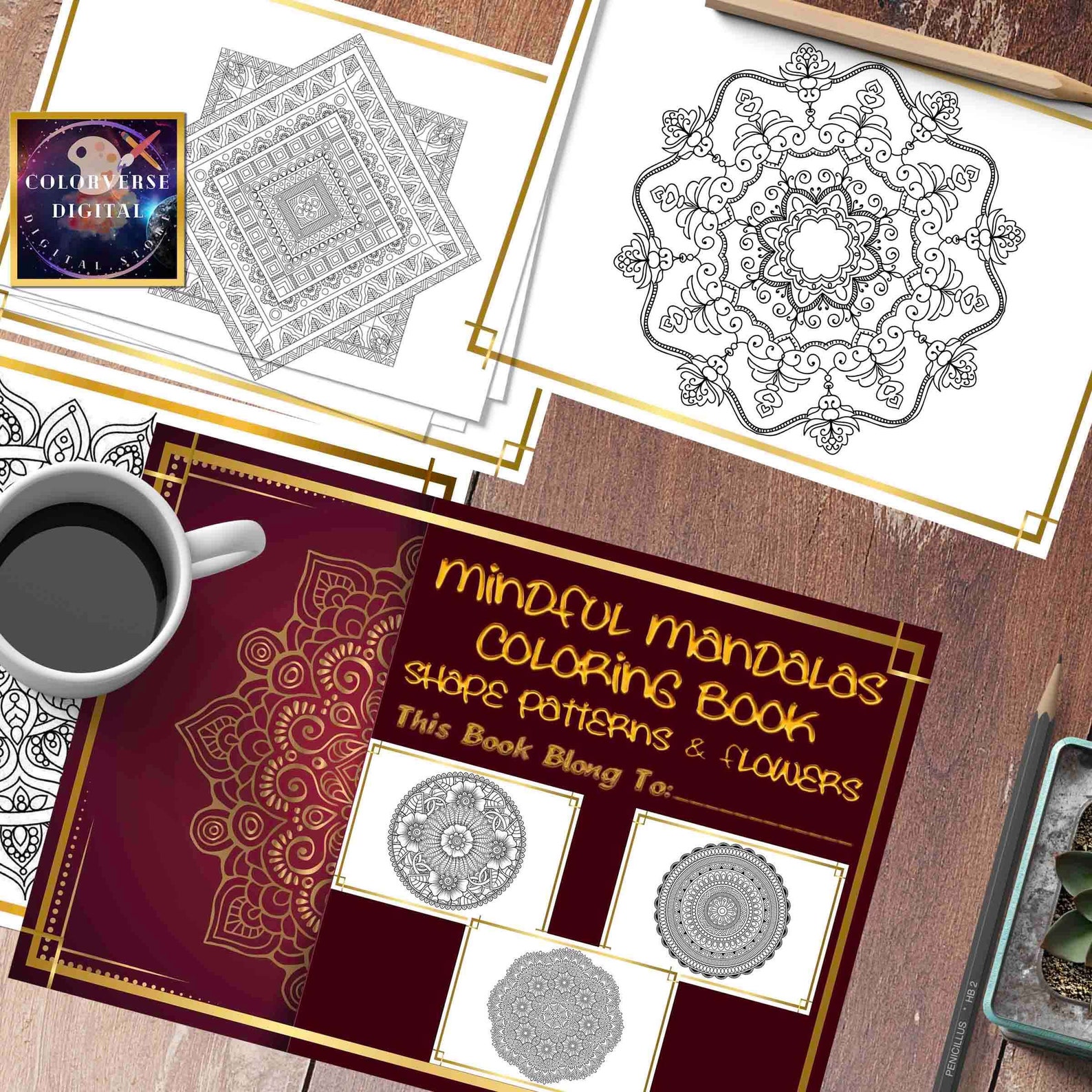 Mandala Coloring Book | 192 Printable Pages, Shapes, Flowers (PDF ...
