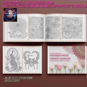 MANDALA FLOWER Coloring Book, Adult Coloring PAGES, Modern Digital Download Mandala Floral Shape Pattern Printable 100+Pages Pdf