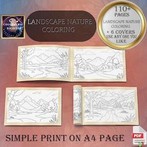 LANDSCAPE NATURE Scenery Coloring Book for Adults Printable Coloring Book pdf Coloring Pages Adult Coloring Pages A4 Size Printable PDF