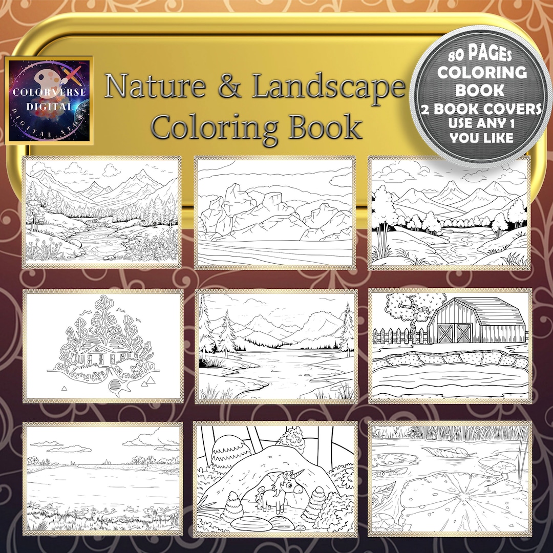 LANDSCAPE NATURE Scenery Coloring Pages for Adults Printable Coloring ...